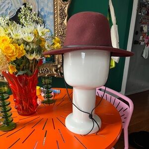 Stylish Burgundy Hat with Black leather cord